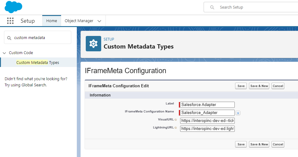 Custom Metadata Types