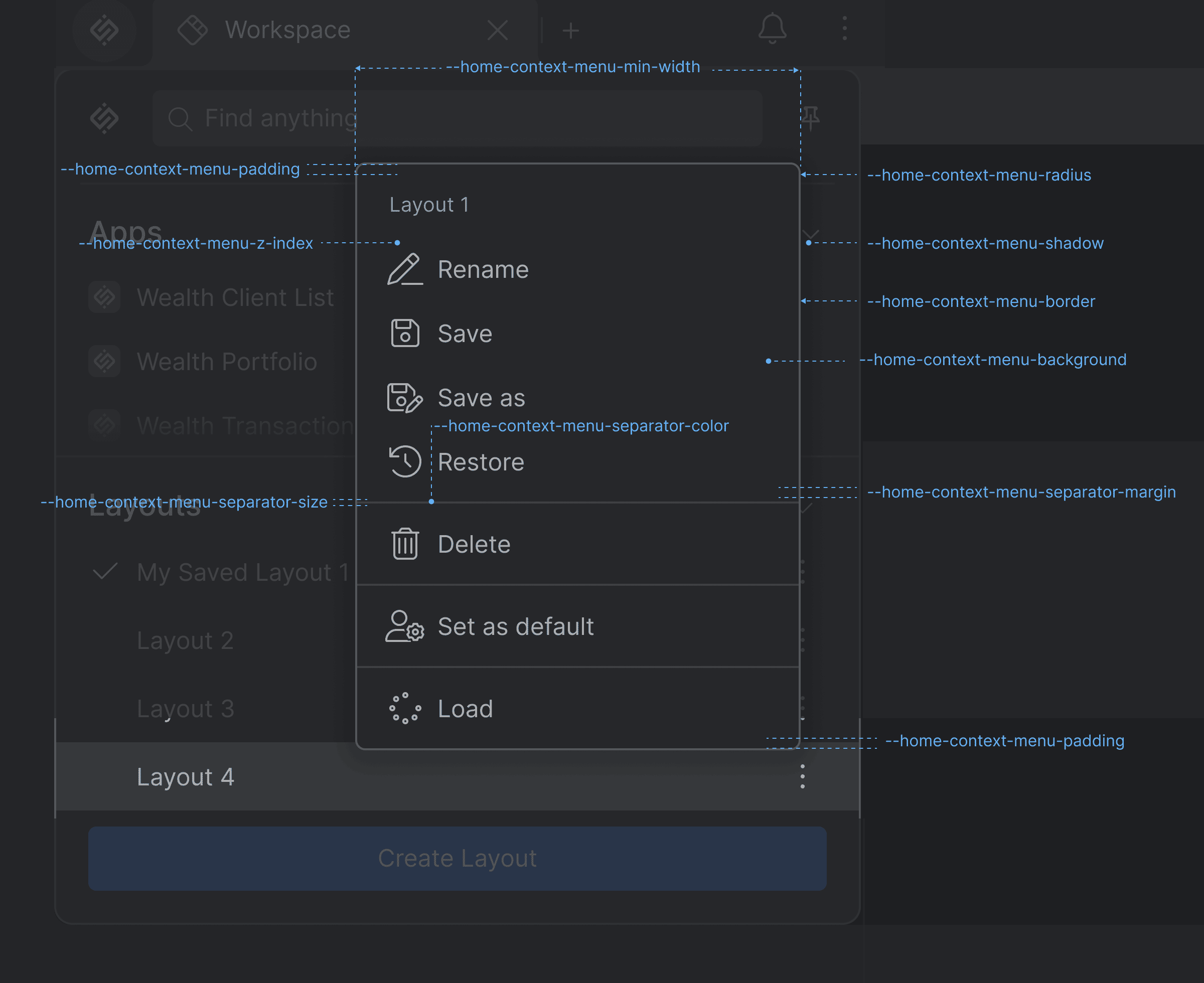 Home App Context Menu