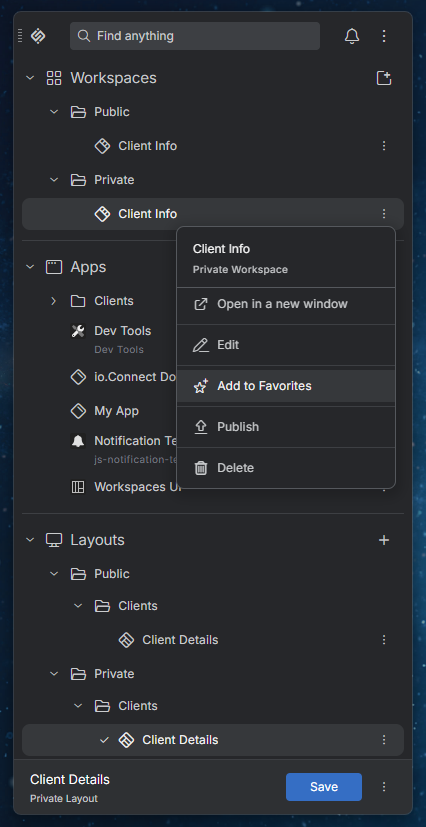 Launchpad Sections & Menus