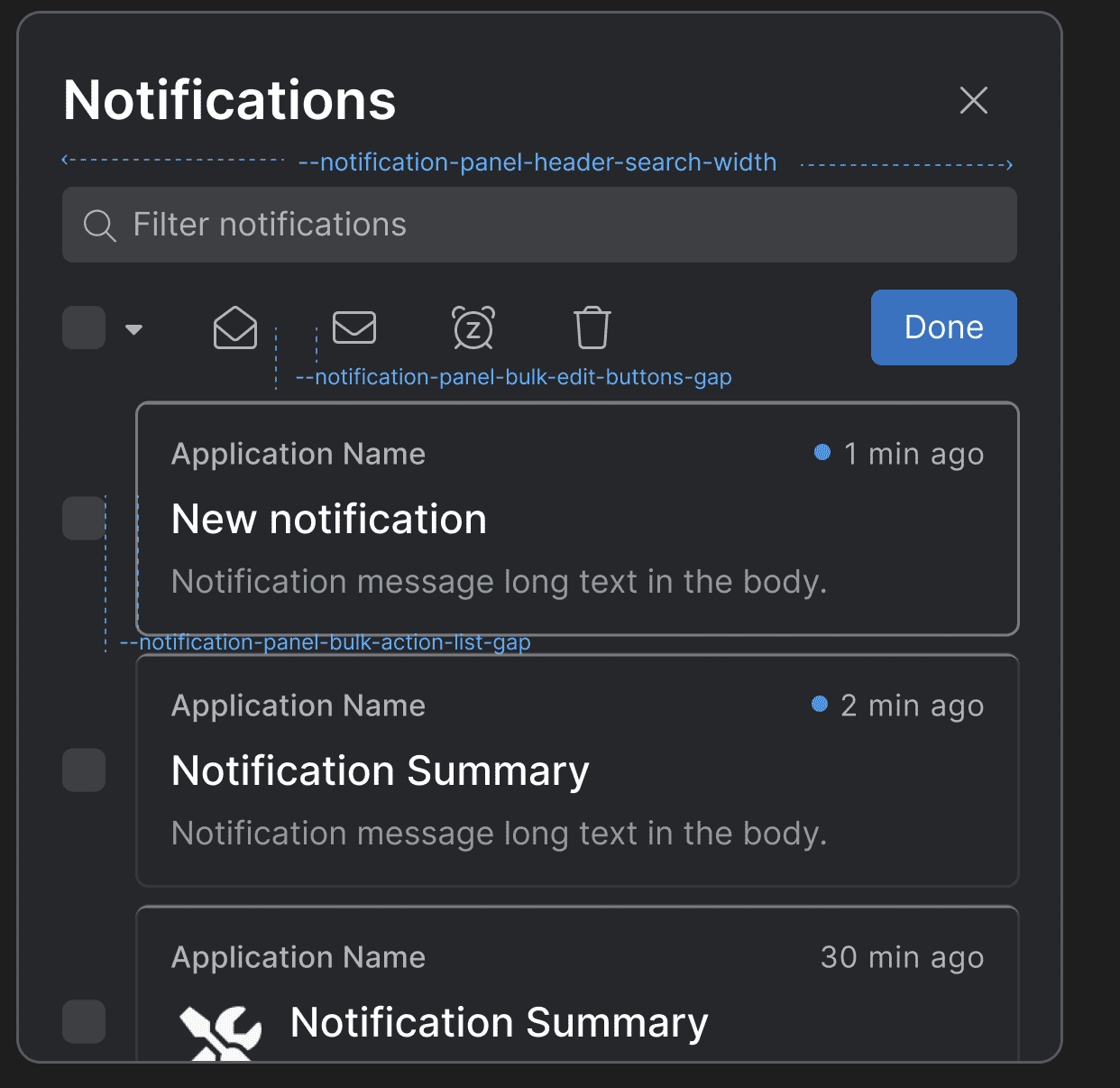 Notification Panel Bulk Actions