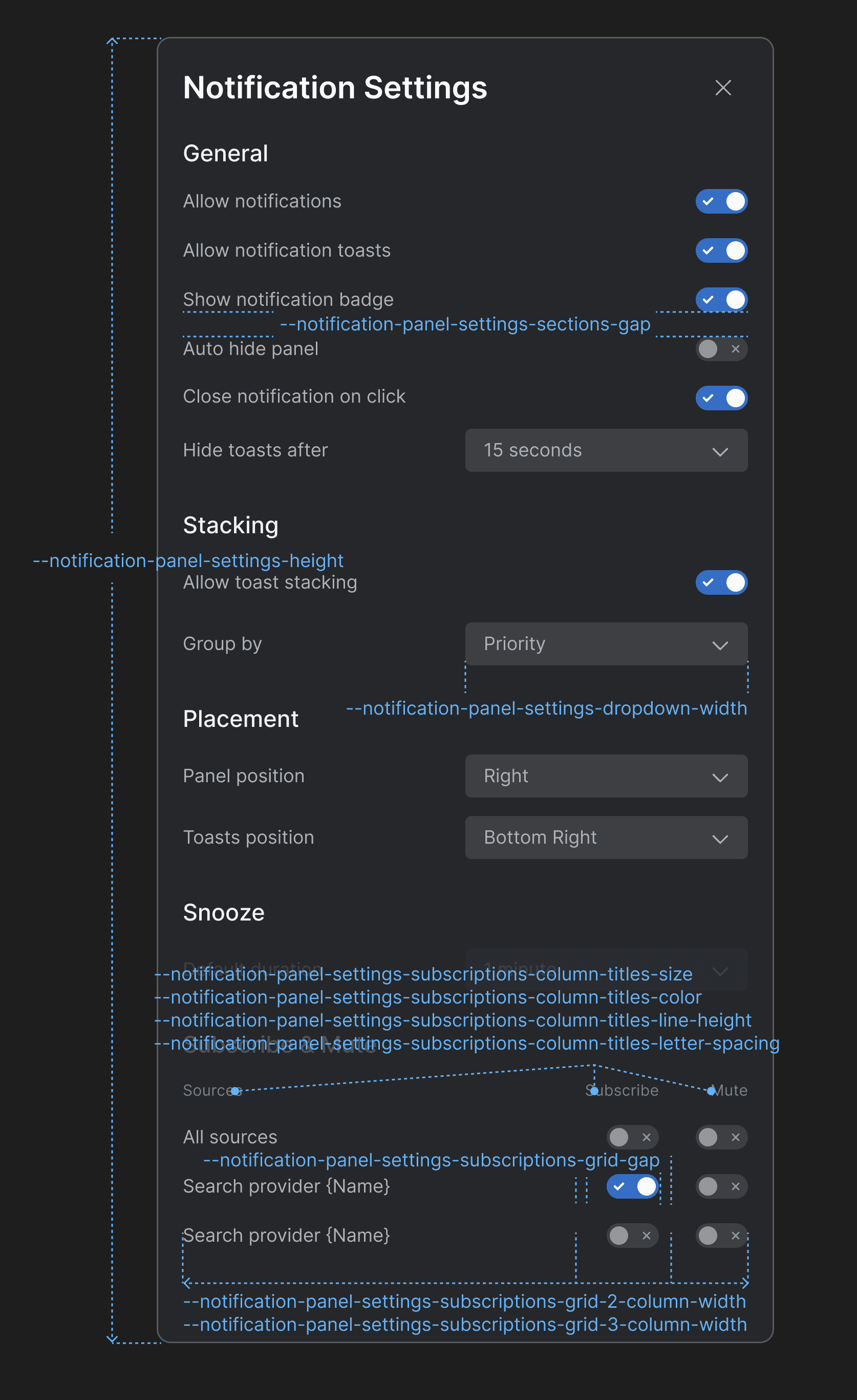 Notification Settings Panel