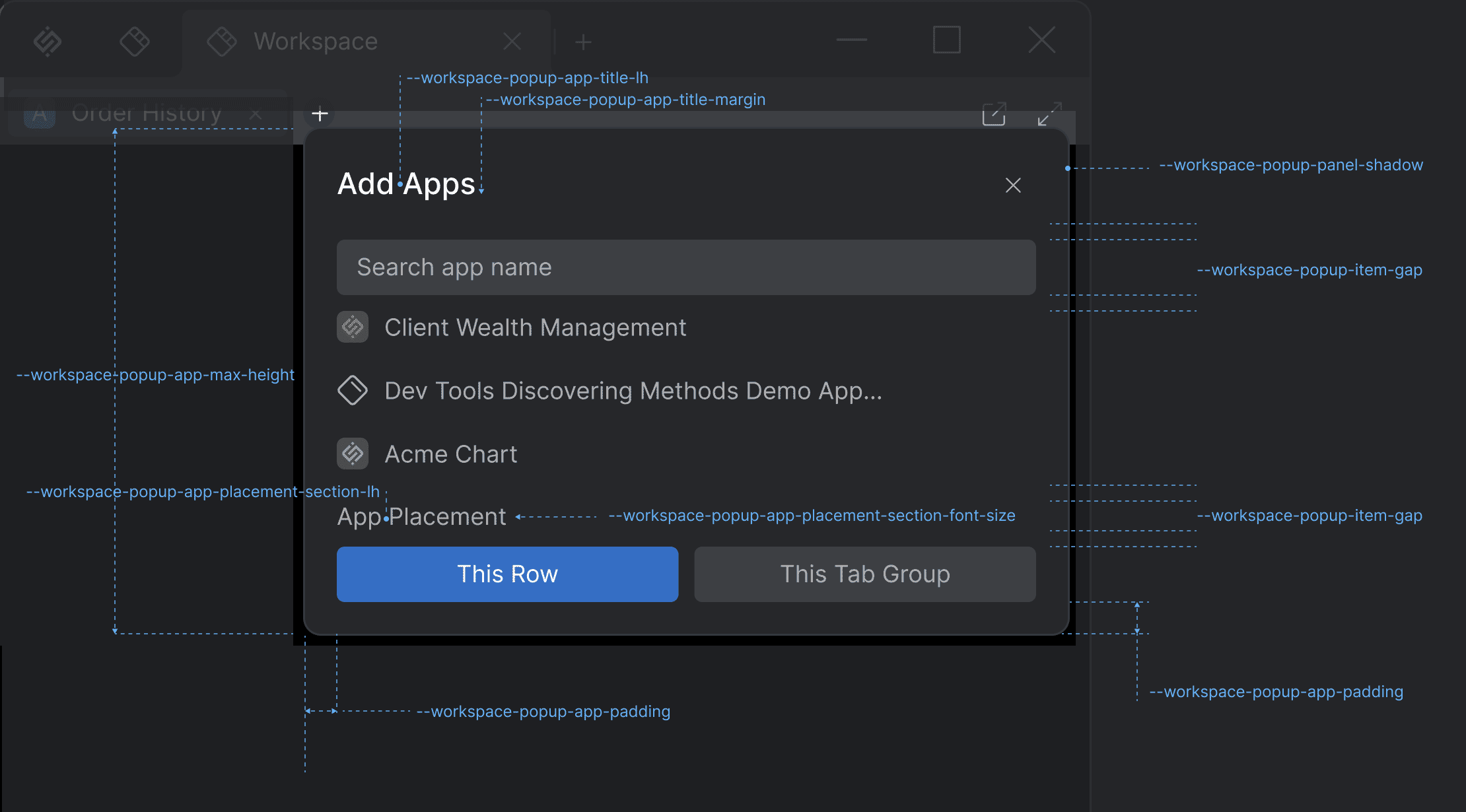 Workspaces Add Apps Popup