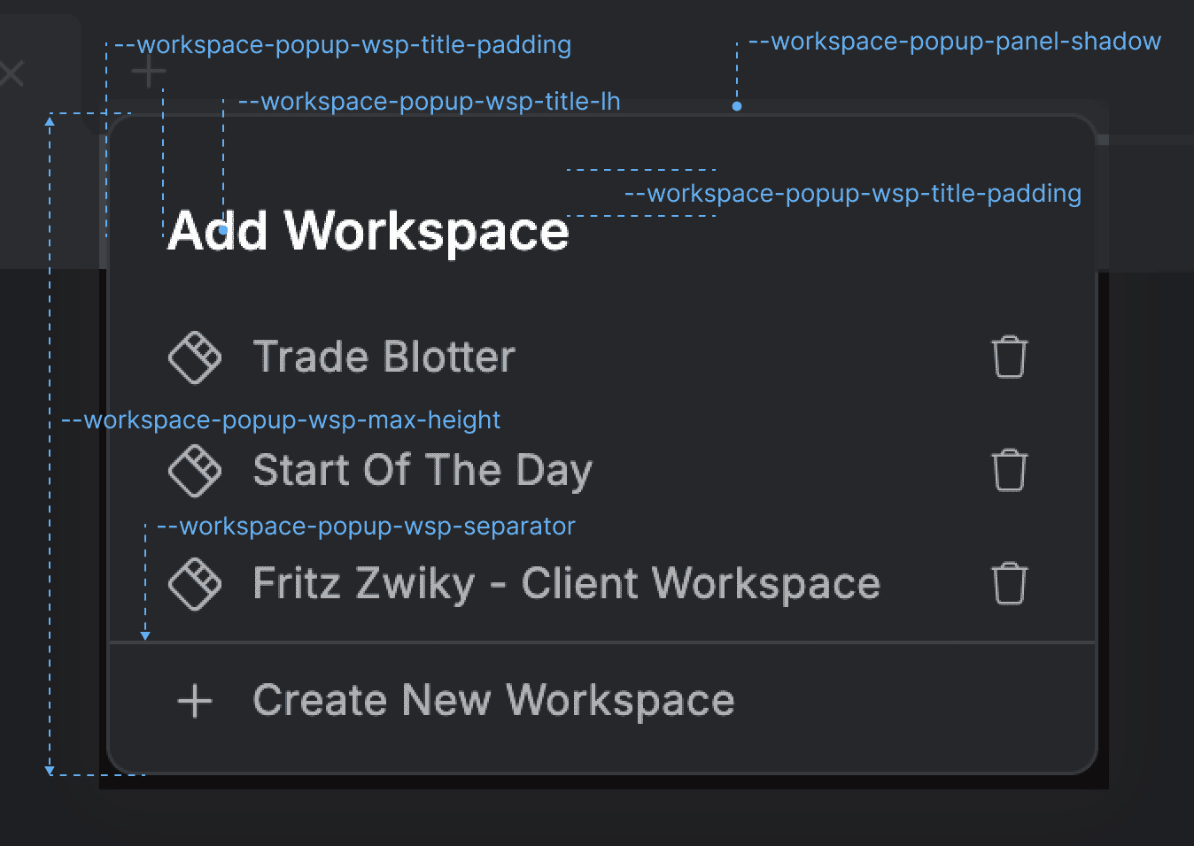 Workspaces Add Workspace Popup