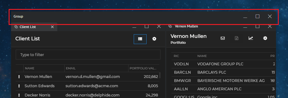 Group Caption Bar Zone