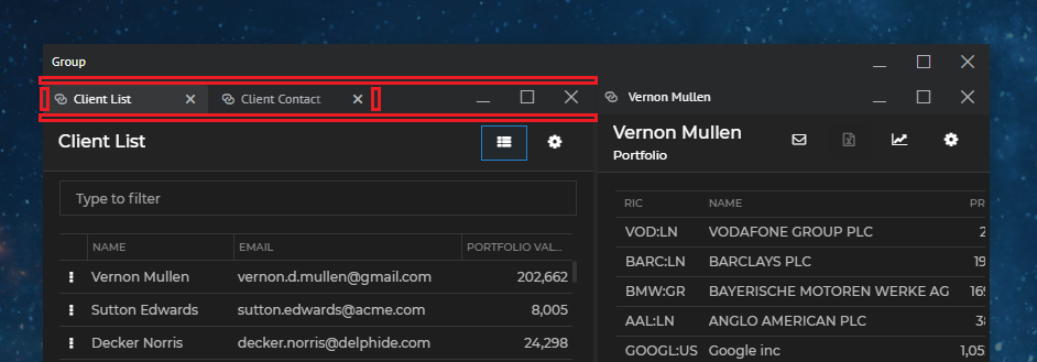 Surrounding Tab Zones